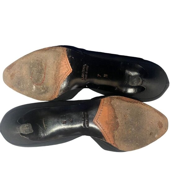 YVES SAINT LAURENT Women Pumps Size 7 Black D'orsay Pointy Toe Heels Career Work - Picture 12 of 16